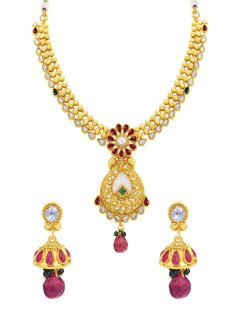 gold brass necklaces and earring - 16967146 - Zoom Image - 1