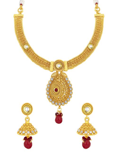gold brass necklaces and earring - 16967148 - Standard Image - 1