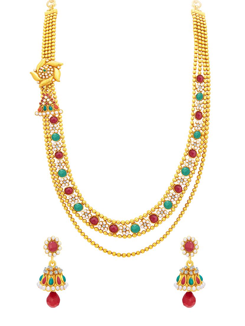 gold brass necklaces and earring - 16967149 - Zoom Image - 1