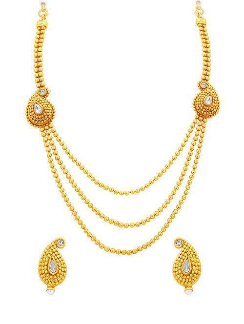 gold brass necklaces and earring - 16967150 - Standard Image - 1