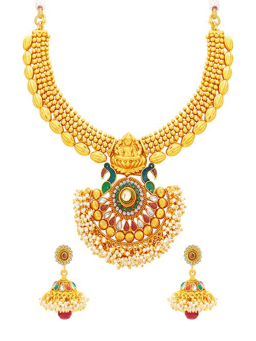 gold brass necklaces and earring - 16967155 - Standard Image - 1