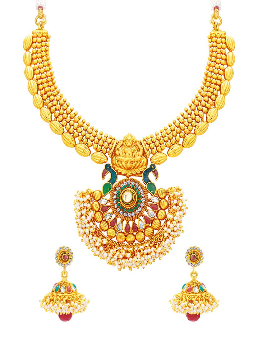 gold brass necklaces and earring - 16967155 - Zoom Image - 1