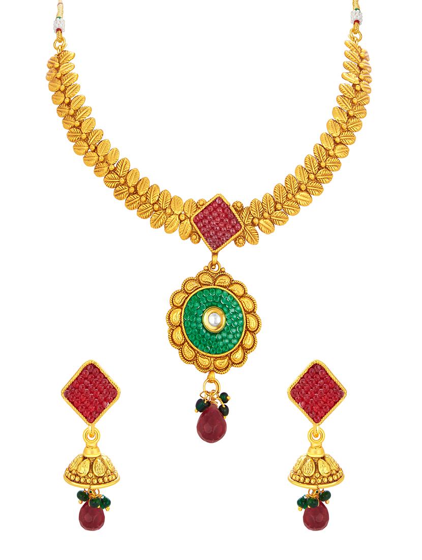 gold brass necklaces and earring - 16967156 - Zoom Image - 1
