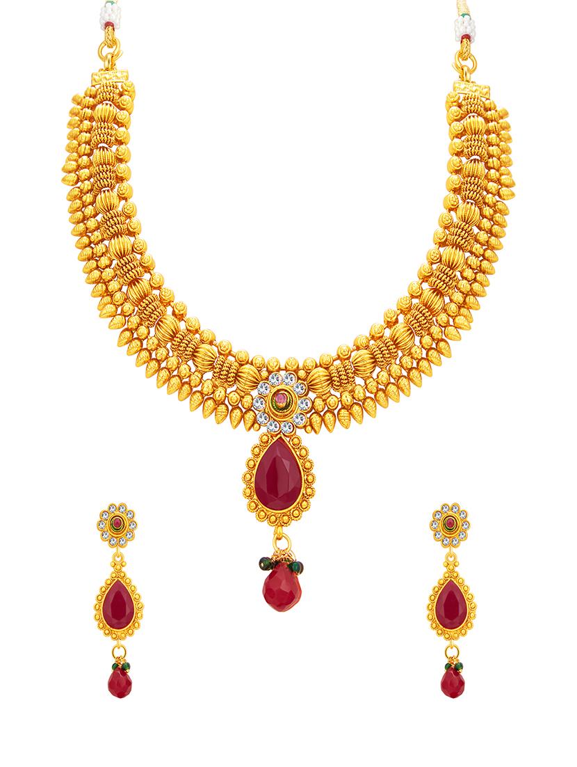 gold brass necklaces and earring - 16967157 - Zoom Image - 1