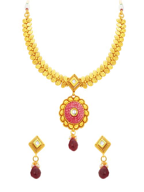 gold brass necklaces and earring - 16967160 - Standard Image - 1
