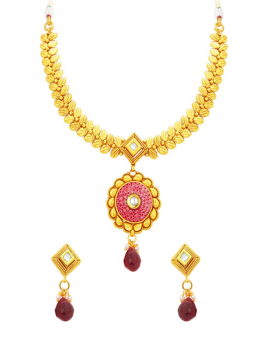 gold brass necklaces and earring - 16967160 - Zoom Image - 1