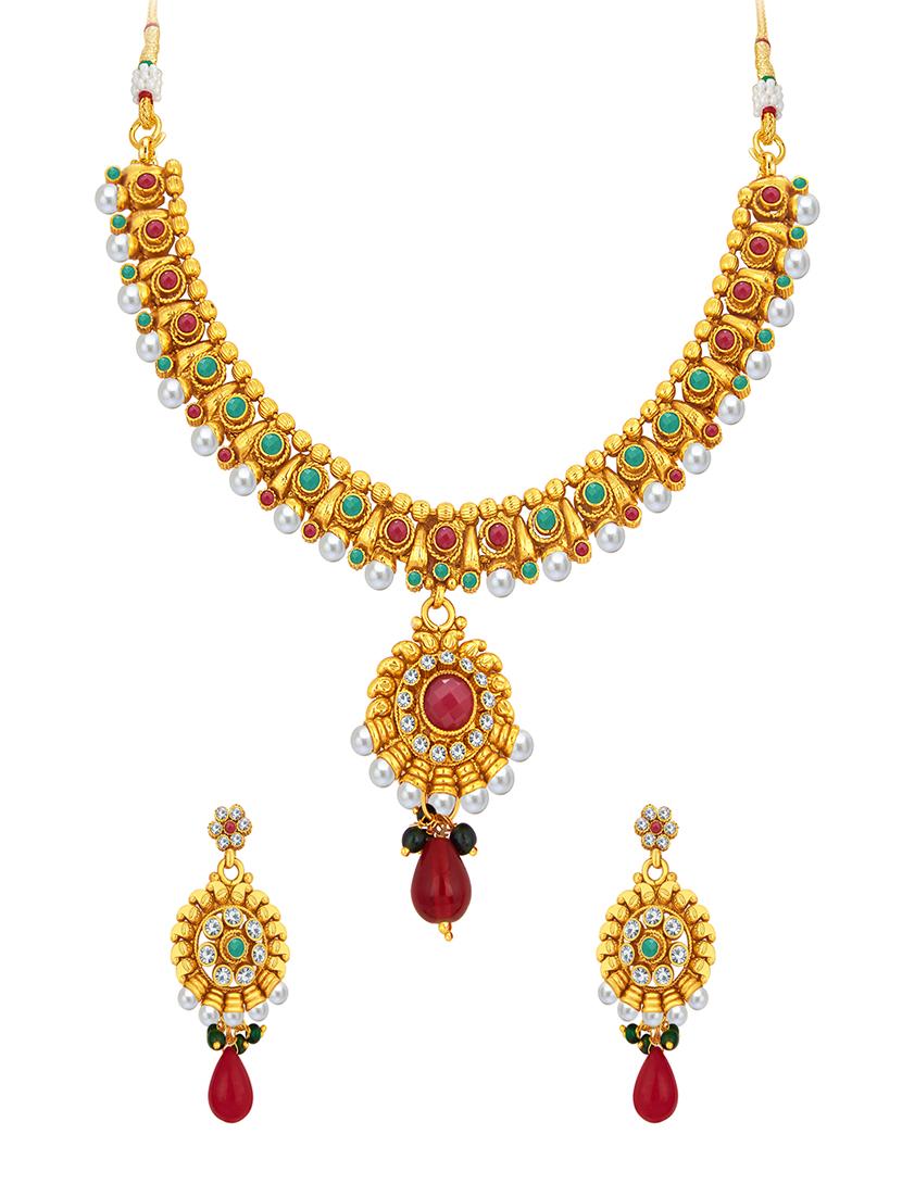 gold brass necklaces and earring - 16967161 - Zoom Image - 1