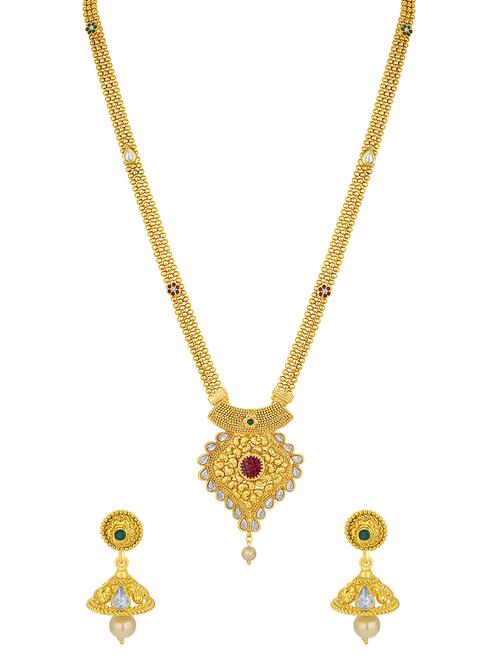 gold brass necklaces and earring - 16967162 - Standard Image - 1