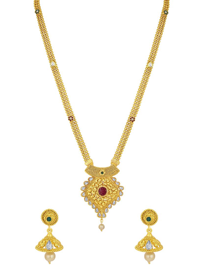 gold brass necklaces and earring - 16967162 - Zoom Image - 1