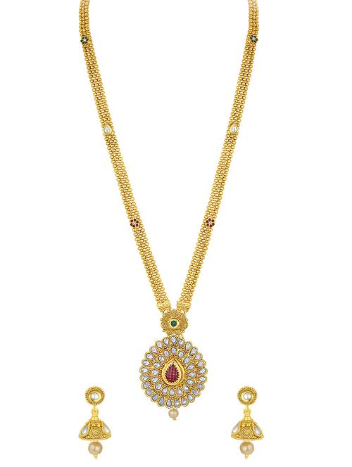 gold brass necklaces and earring - 16967164 - Standard Image - 1
