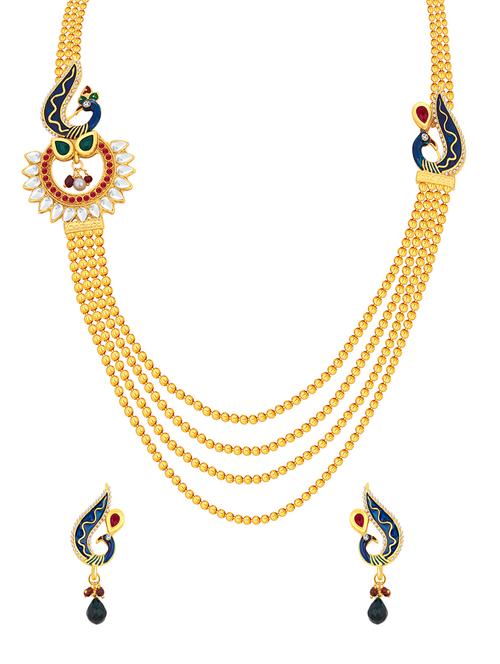 gold brass necklaces and earring - 16967165 - Standard Image - 1