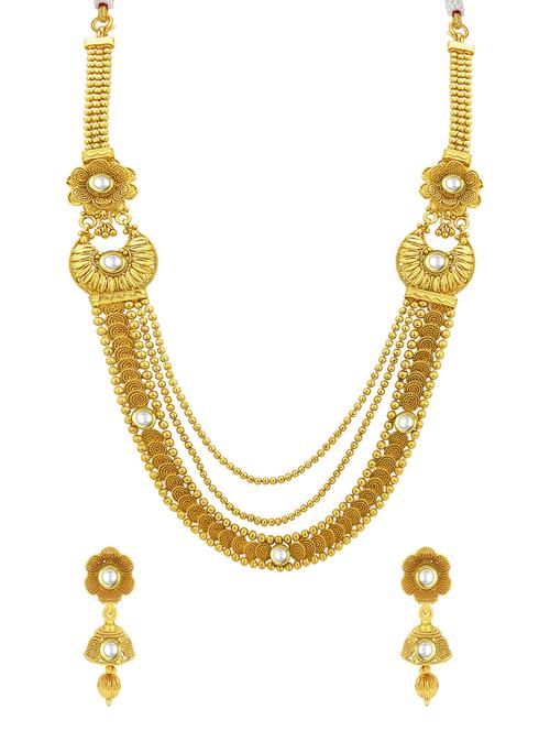 gold brass necklaces and earring - 16967167 - Standard Image - 1