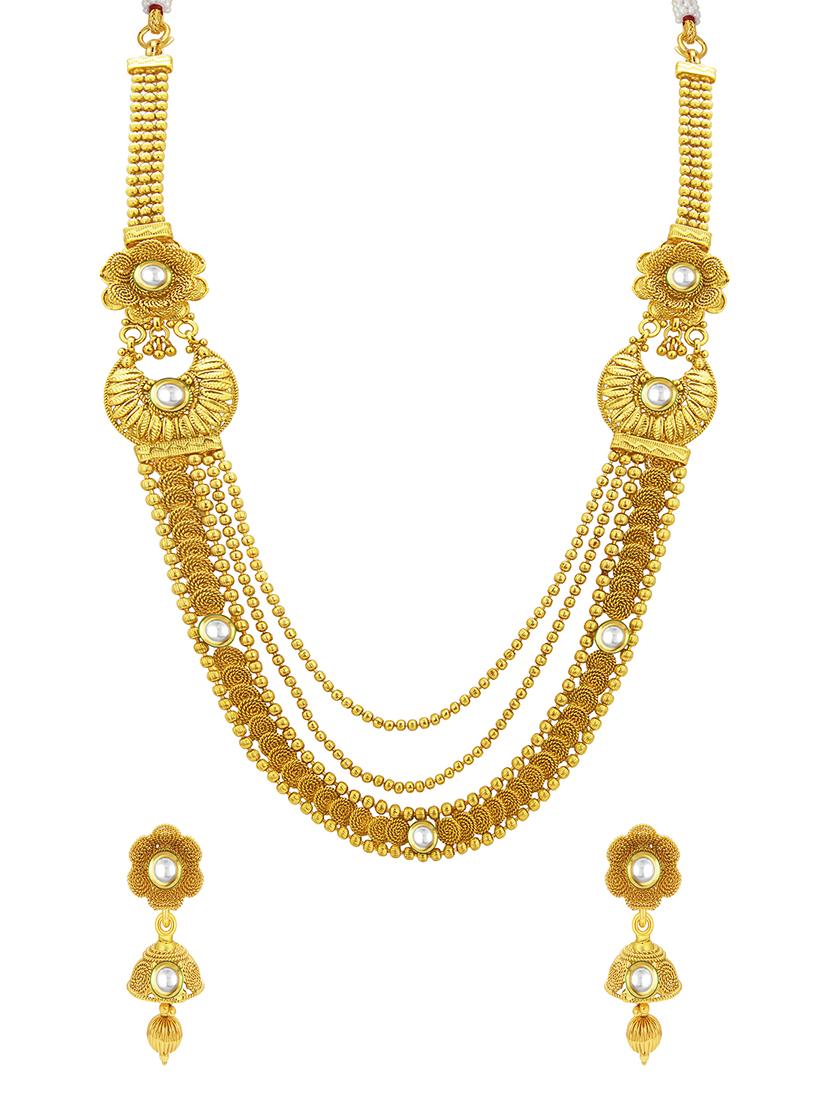 gold brass necklaces and earring - 16967167 - Zoom Image - 1