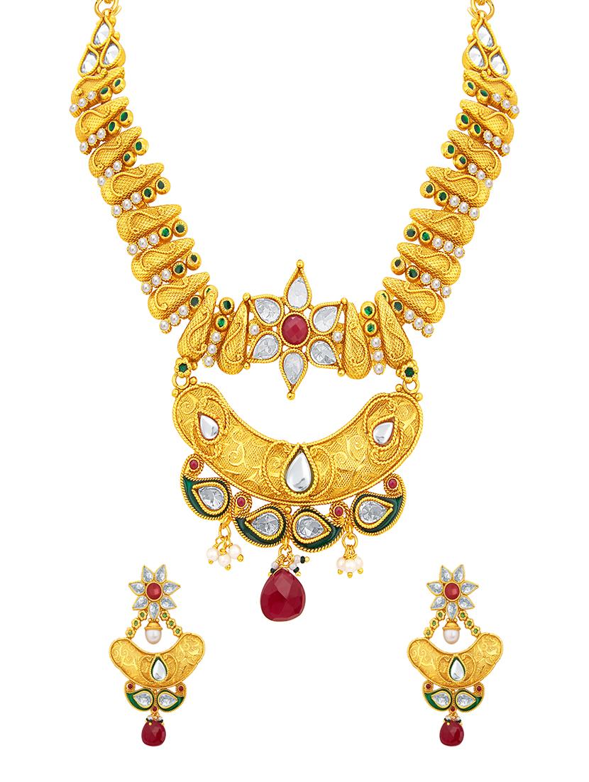 gold brass necklaces and earring - 16967174 - Zoom Image - 1