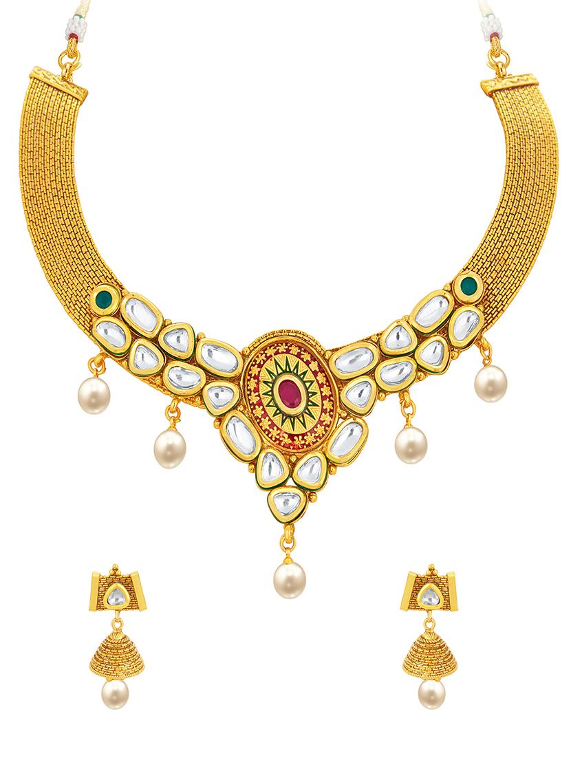 gold brass necklaces and earring - 16967191 - Zoom Image - 1