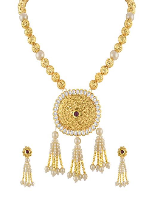 gold brass pendants and earring - 16967210 - Standard Image - 1