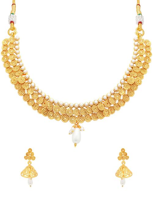 gold brass necklaces and earring - 16967213 - Very Small Image - 1