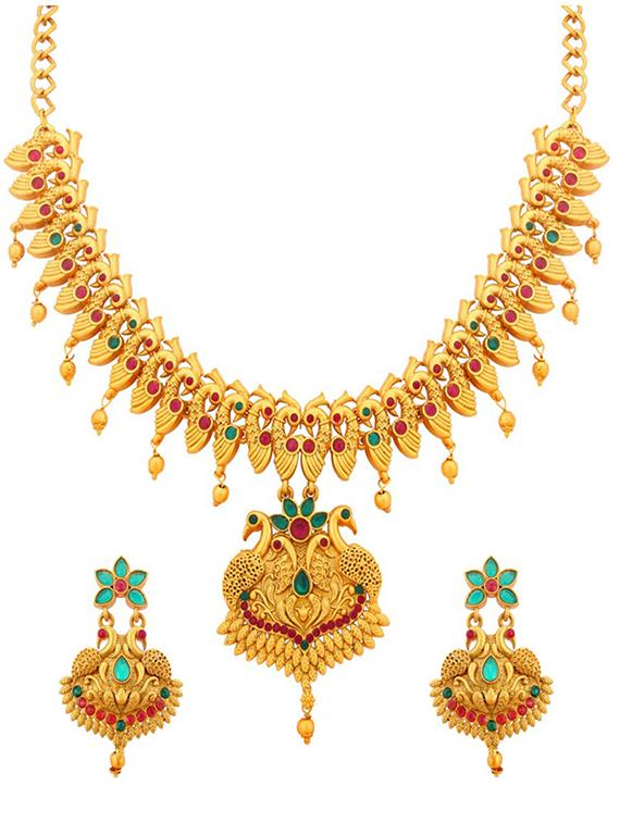gold brass necklaces and earring - 16967223 - Zoom Image - 1