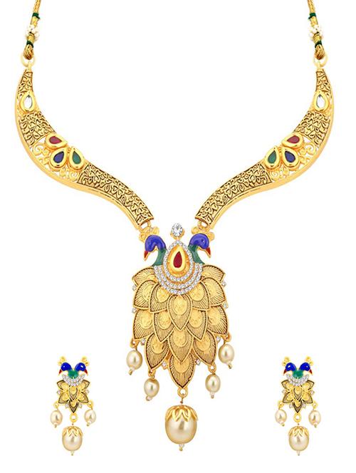 gold brass pendants and earring - 16967225 - Standard Image - 1