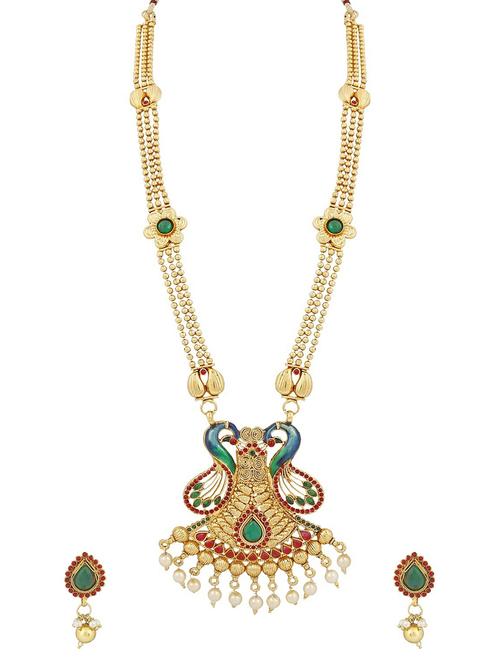 gold brass necklaces and earring - 16967230 - Standard Image - 1