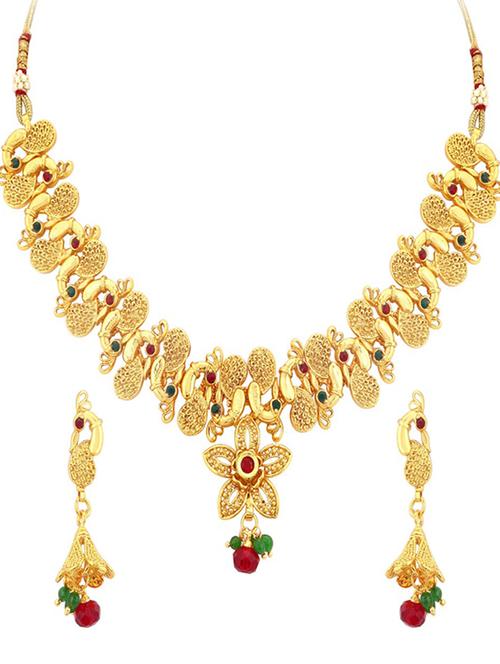 gold brass necklaces and earring - 16967235 - Standard Image - 1