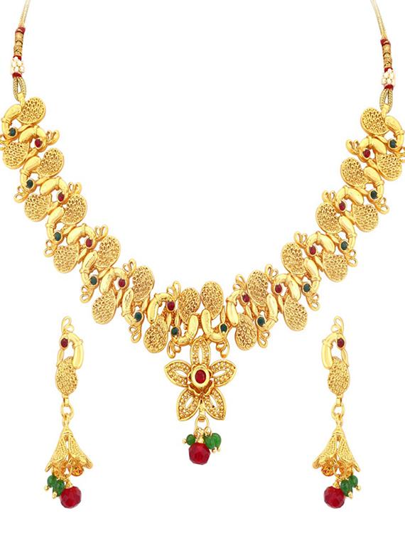 gold brass necklaces and earring - 16967235 - Zoom Image - 1