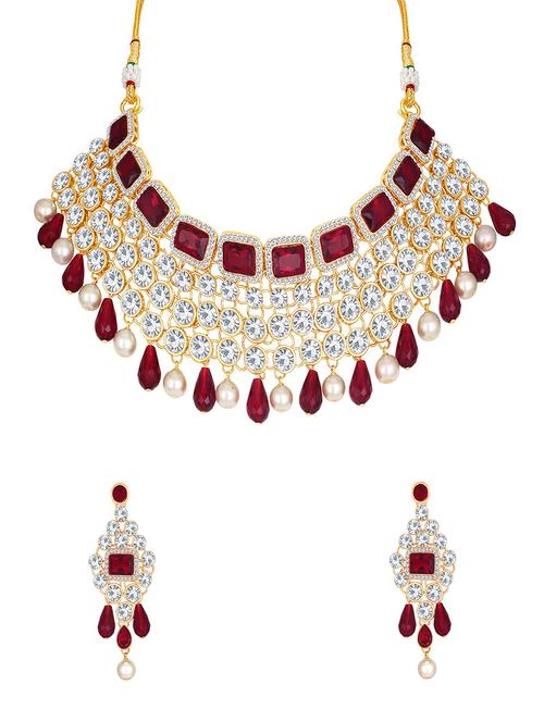 gold brass necklaces and earring - 16967237 - Standard Image - 1