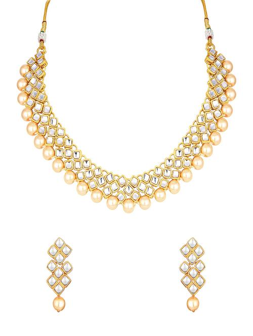 gold brass necklaces and earring - 16967250 - Standard Image - 1