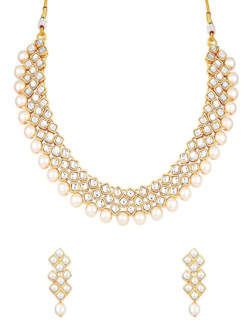 gold brass necklaces and earring - 16967254 - Standard Image - 1
