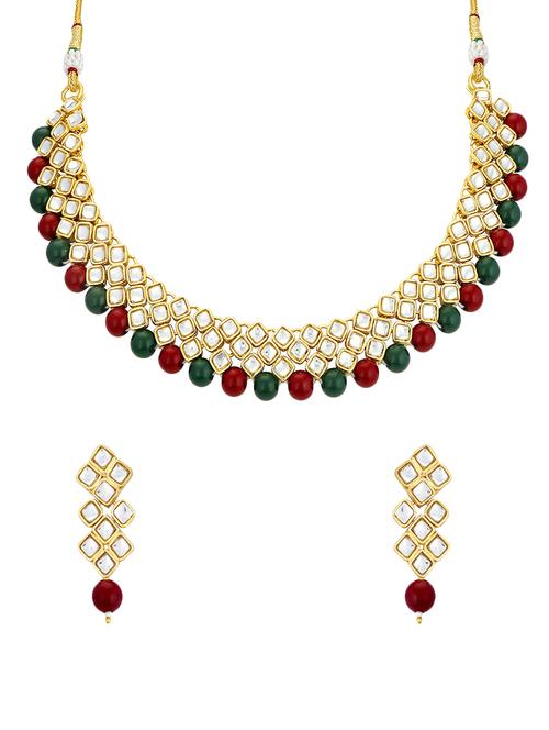 multi color gold brass necklaces and earring - 16967260 - Standard Image - 1