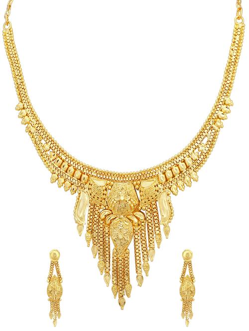 gold brass necklaces and earring - 16967269 - Standard Image - 1
