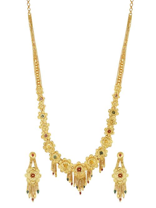 gold brass necklaces and earring - 16967276 - Standard Image - 1