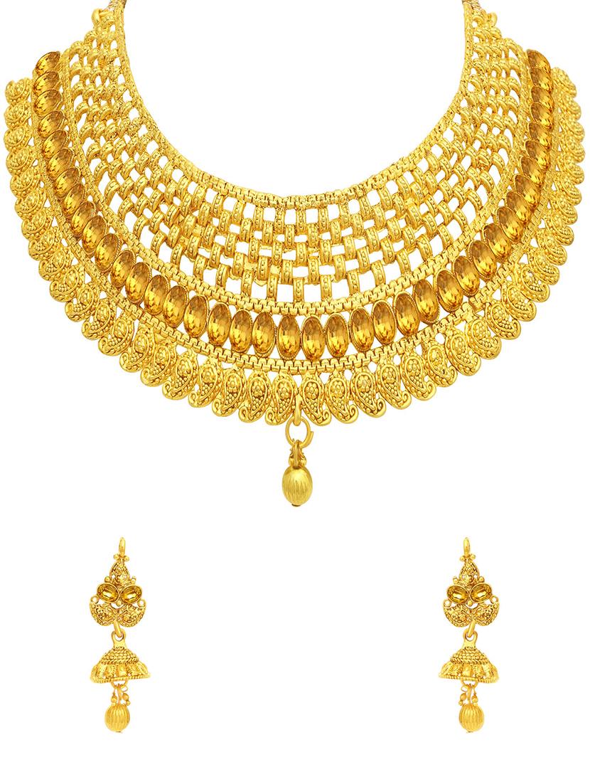 gold brass necklaces and earring - 16967296 - Zoom Image - 1