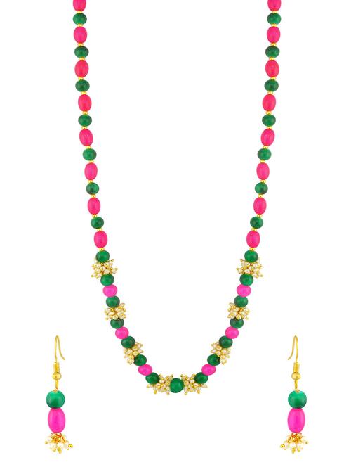 pink brass necklaces and earring - 16967328 - Standard Image - 1