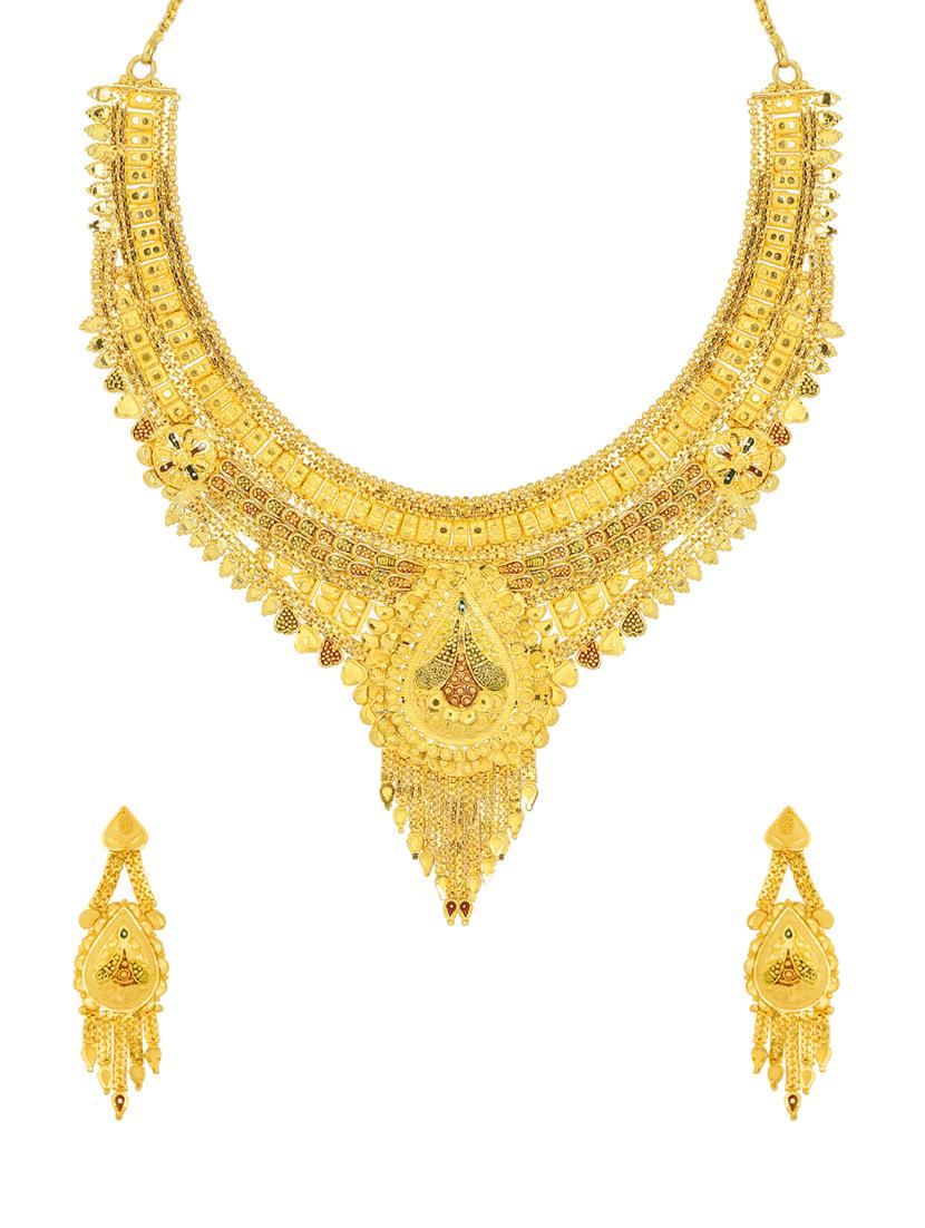 gold brass set & drop earrings - 16967423 - Zoom Image - 1