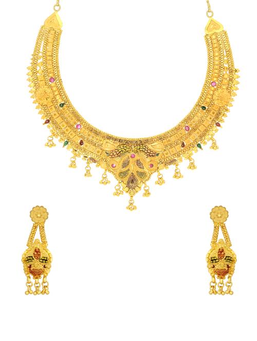multi colored brass set & drop earrings - 16967427 - Standard Image - 1