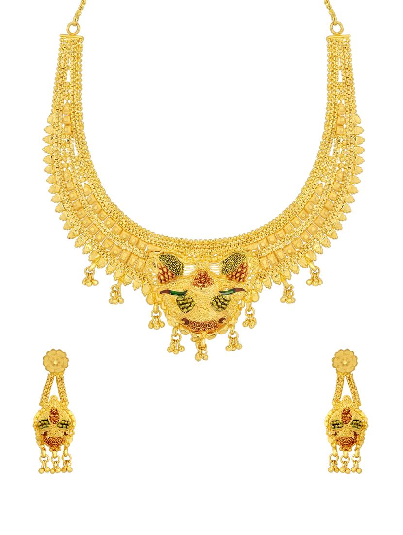 gold brass set & drop earrings - 16967429 - Zoom Image - 1