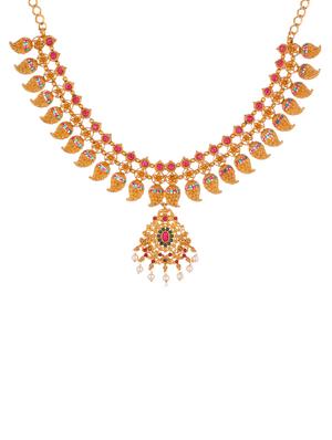 pink gold tone brass set & drop earrings - 16967459 - Standard Image - 2