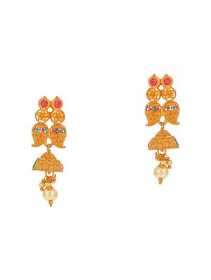 pink gold tone brass set & drop earrings - 16967459 - Standard Image - 3