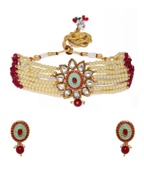 gold brass necklaces and earring - 16967472 - Standard Image - 1