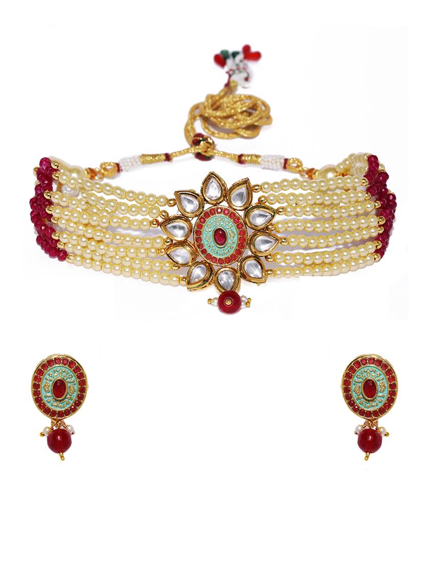 gold brass necklaces and earring - 16967472 - Zoom Image - 1