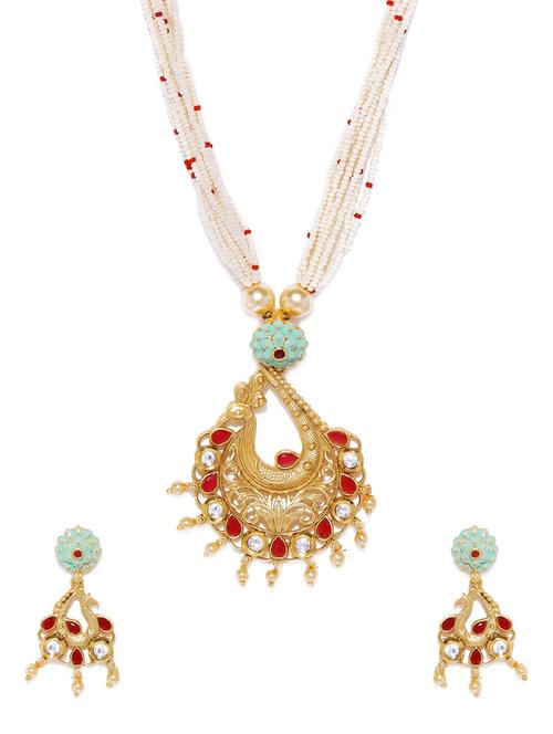 gold brass pendants and earring - 16967473 - Standard Image - 1