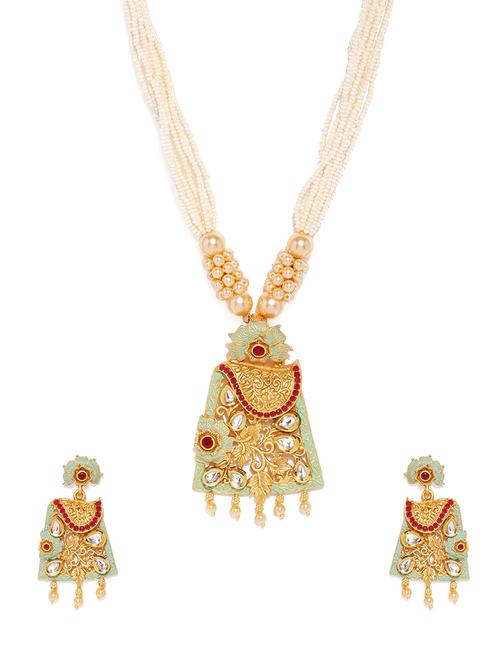 gold brass pendants and earring - 16967474 - Standard Image - 1