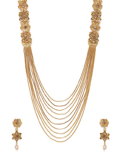 gold brass set & drop earrings - 16967476 - Standard Image - 1