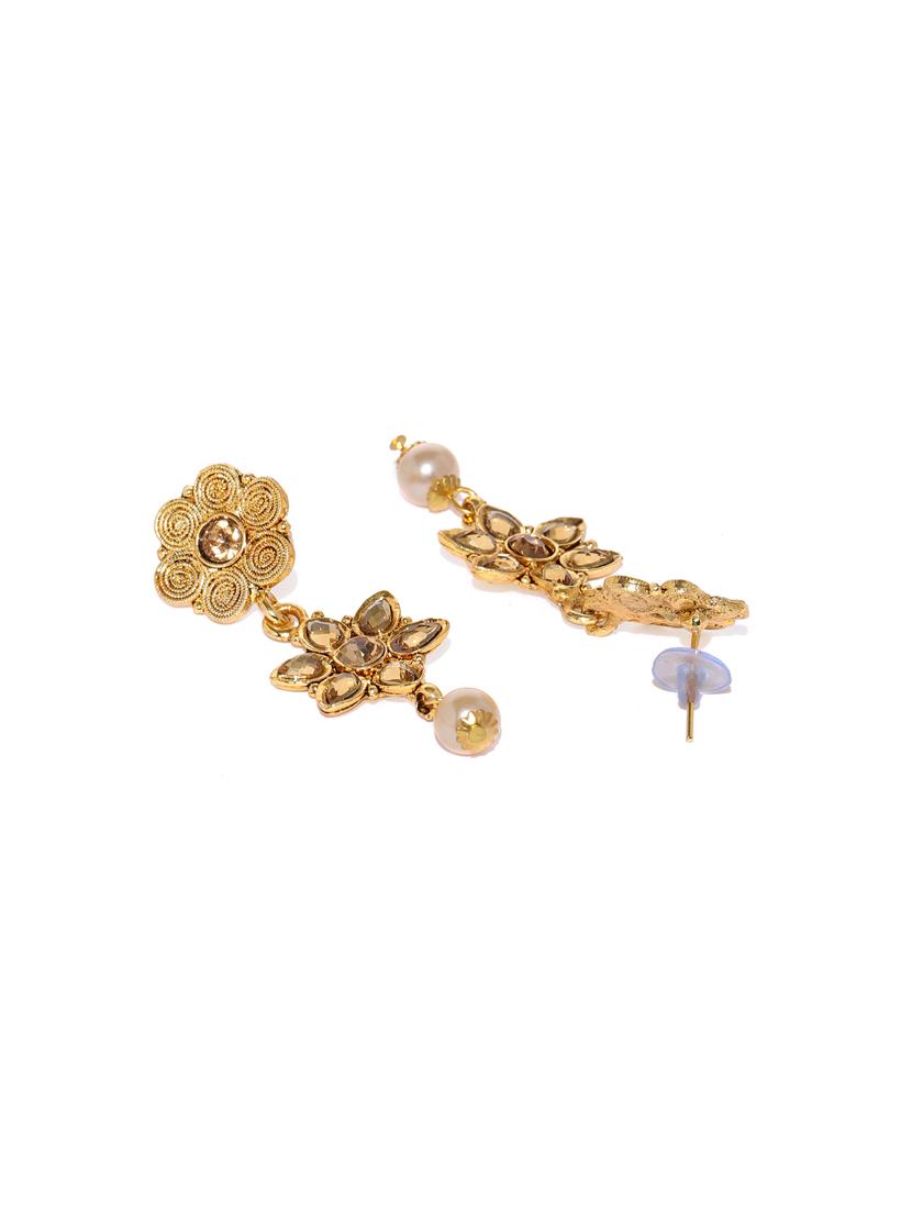 gold brass set & drop earrings - 16967476 - Zoom Image - 3