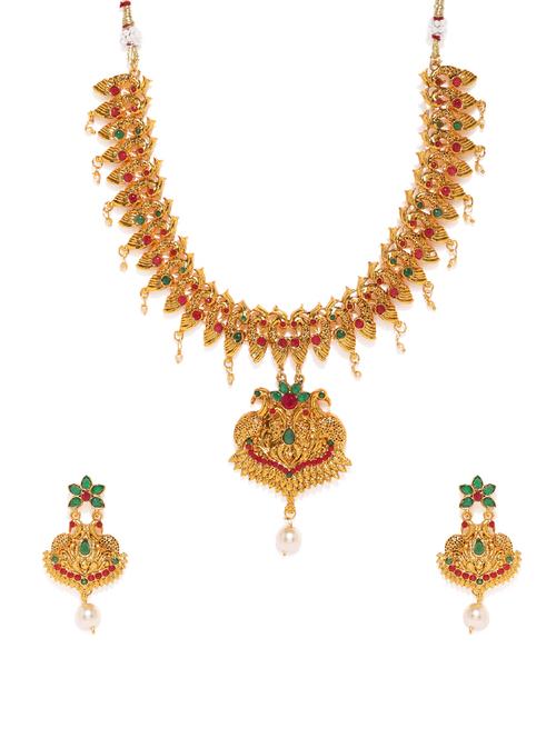 gold brass set & drop earrings - 16967477 - Standard Image - 1