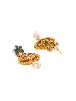 gold brass set & drop earrings - 16967477 - Standard Image - 3