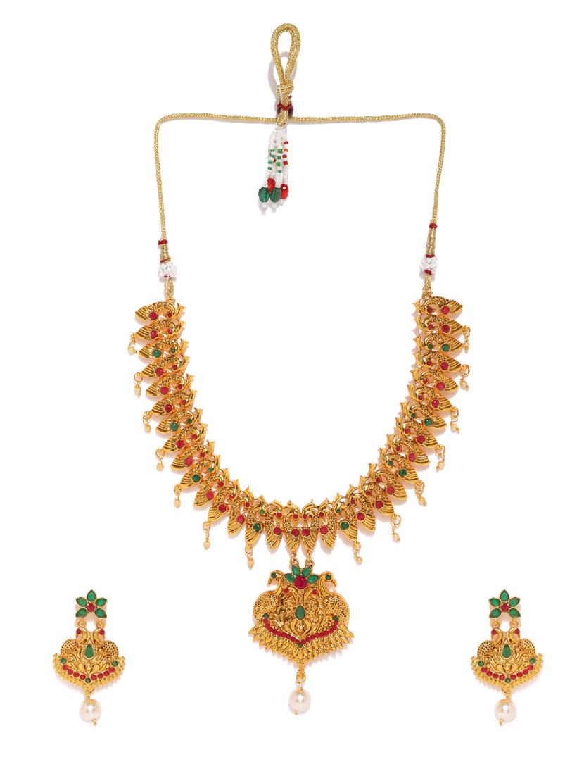 gold brass set & drop earrings - 16967477 - Zoom Image - 2