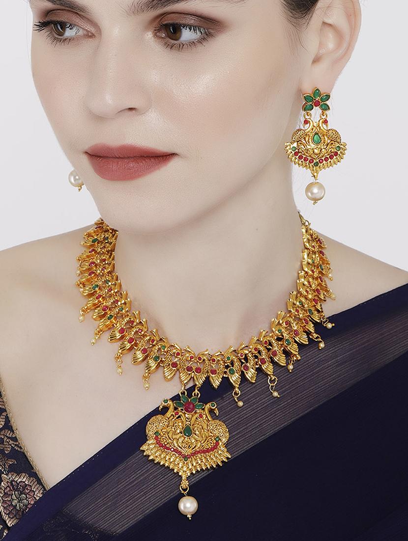 gold brass set & drop earrings - 16967477 - Zoom Image - 4