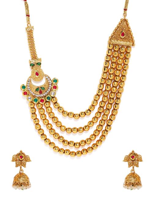 gold brass set & drop earrings - 16967482 - Standard Image - 1